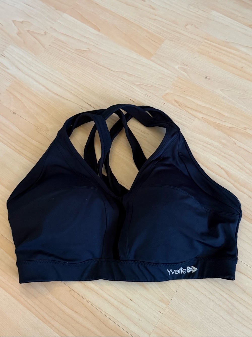 High impact Yvette Women's Black Sports Bra - Supportive Activewear. Size XXL+